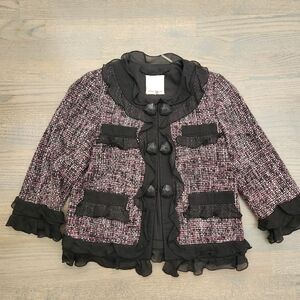 Chic Black and Pink Tweed Jacket